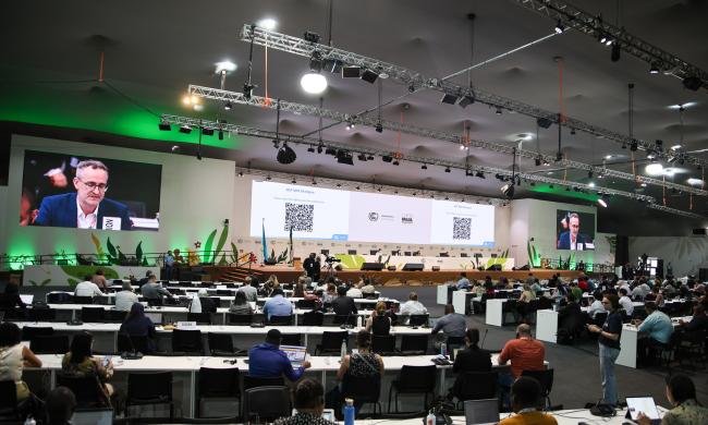 View of the dais during informal consultations on the reports for 2024 and 2025 on the annual global stocktake dialogue