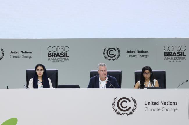 View of the dais during informal consultations on the reports for 2024 and 2025 on the annual global stocktake dialogue