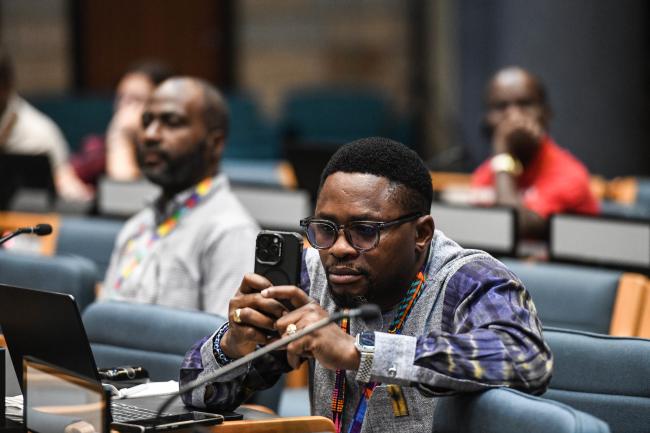 A participant takes a picture 