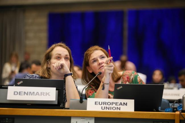 Delegates from the EU consult. 