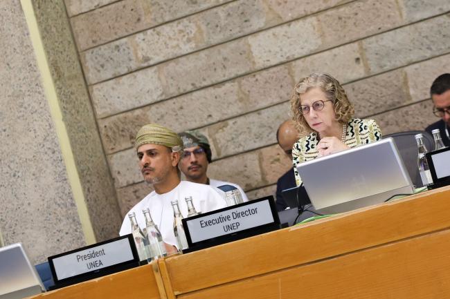 UNEA-7 President Abdullah Bin Ali Amri, Oman, and Inger Andersen, Executive Director, UNEP