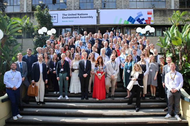Delegates from the EU pose for a family picture. 