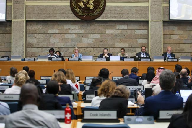 A view of the dais during the closing plenary