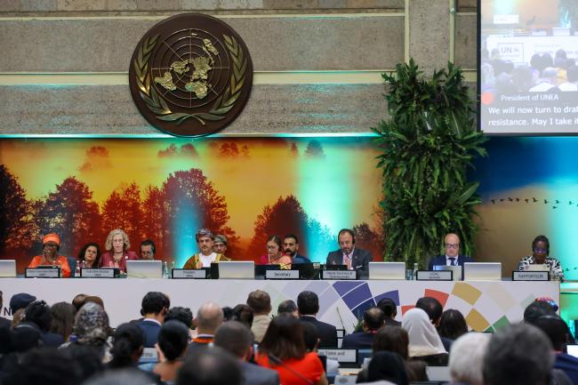 A view of the dais during the closing plenary 