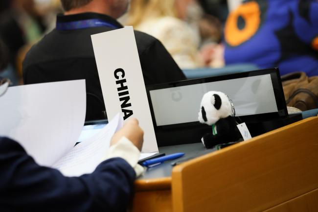 A tiny panda on China's desk 