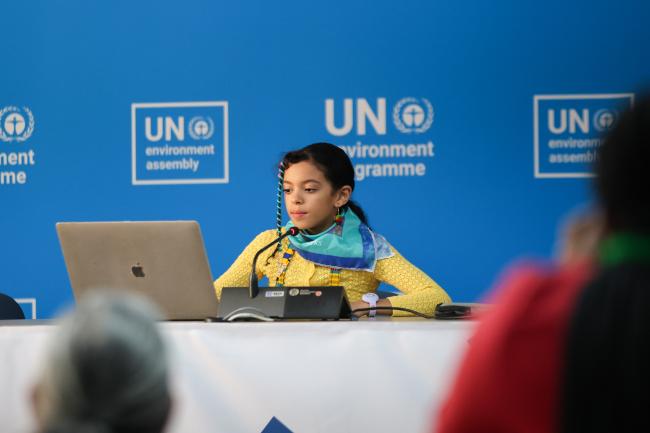 Nine-year-old Mariam Amira from Egypt delivered a moving statement. 