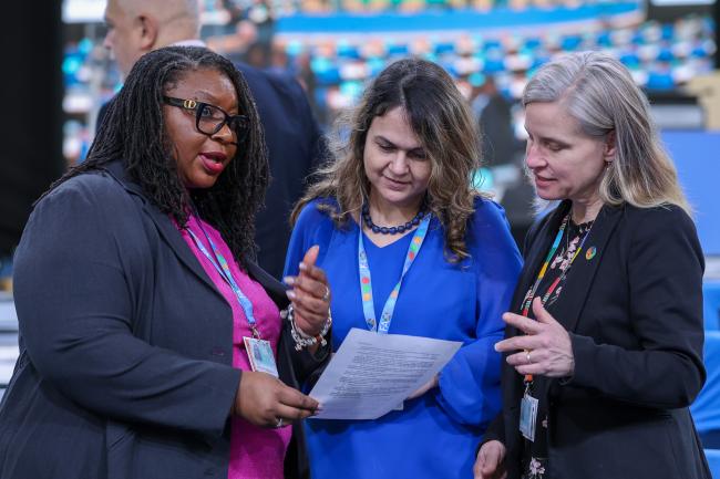 From L-R: Wadzanayi Goredema-Mandivenyi, Imane Sednaoui, and Lisa Janishevski, CBD Secretariat