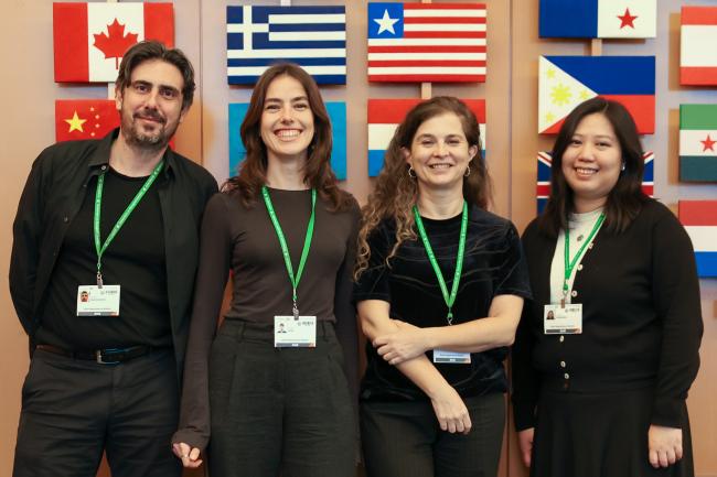 The IISD/ENB team. From L-R: Mike Muzurakis; Emma Vovk; Elsa Tsioumani; and Christina Fernandez