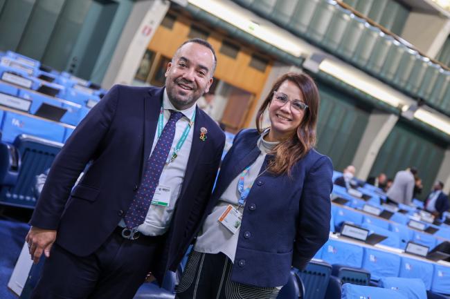 Jaime Andrés Gnecco Daza, Minister Plenipotentiary, Colombia, and Christine Estrada, CBD Secretariat