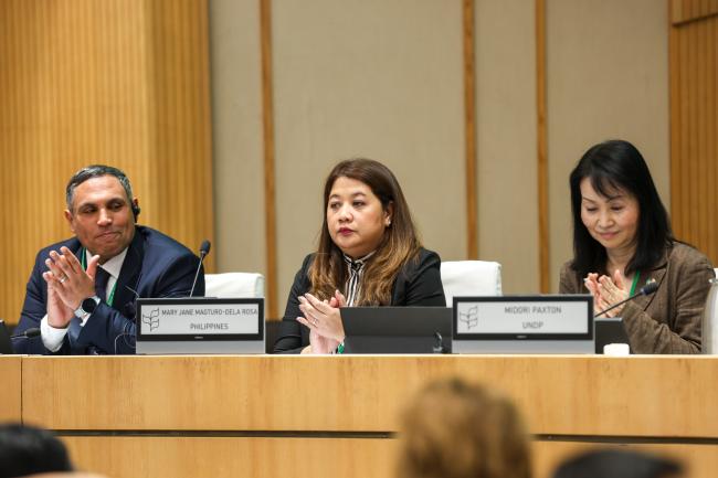 From L-R: Hatem Ben Belgacem, Tunisia; Mary Jane Magturo-Dela Rosa, the Philippines; and Midori Paxton, UNDP