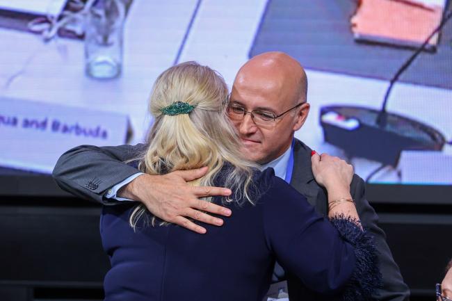 Vice-Chair Johanna Lissinger-Peitz, Sweden, with INC Chair Julio Cordano, Chile