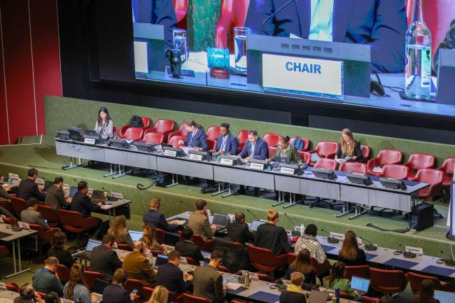 View of the dais during plenary