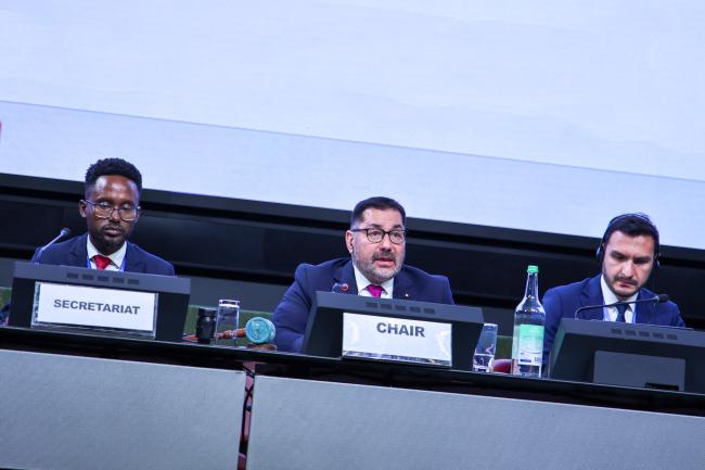 View of the dais during the Contact Group on the Rules of Procedure