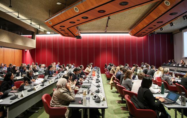 View of the room during informal negotiations on the rules of procedure