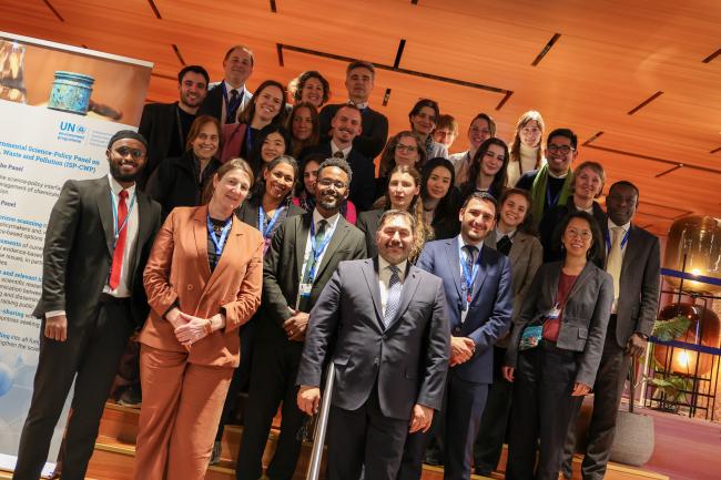 ISP-CWP Chair Osvaldo Álvarez Pérez, Chile (middle), with the Secretariat