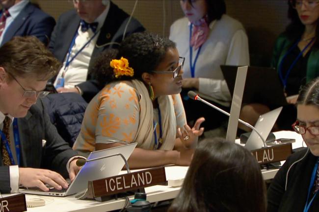 Angelique Louise Marie Pouponneau, Palau, speaking for the Alliance of Small Island States (AOSIS)