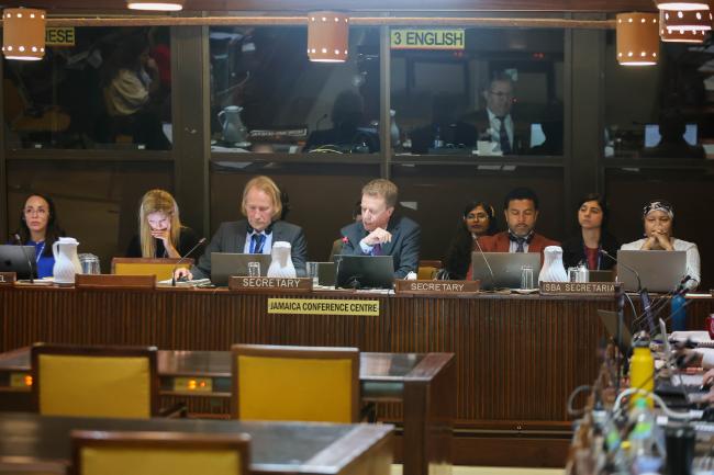 A view of the dais during the Friends of the President meeting facilitated by Germany 