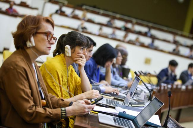 Delegates listen to the discussions