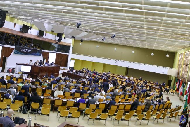 A view of the room during the council meeting 