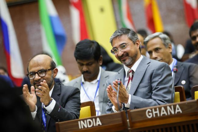 Mayank Joshi , India, is congrtulated for his election as ISA-31 Council President.