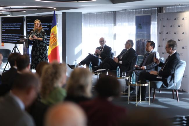 Julia Wolf, Coordinator, Mountain Partnership Secretariat, moderates the roundtable on Founders of the Mountain Partnership