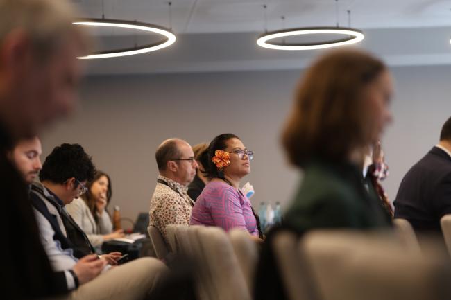 Participants listen to panelists