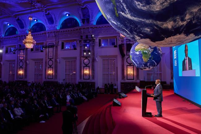 Julius Maada Bio, President of Sierra Leone, addressing the Plenary_ViennaEnergyForum_9April26