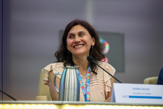 Yasna Rojas, IPCC Task Force Bureau Member, Task Force on National Greenhouse Gas Inventories, and Co-Chair on  Co-Chair of session 5 on the interactions across mitigation, "Andrea Schievano, University of Milan and Soulfood Forestfarms, Milan, Italy, and Co-Chair of session 5 on the interactions across mitigation, adaptation and loss and damage
