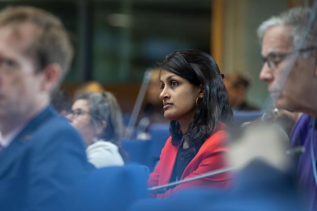 Delegates listen to the interventions