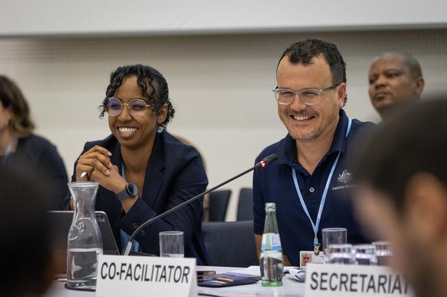 Lina Yassin, Sudan, and Luke Millar, Australia, Co-Facilitators for the informal consultations on the Nairobi Work Programme