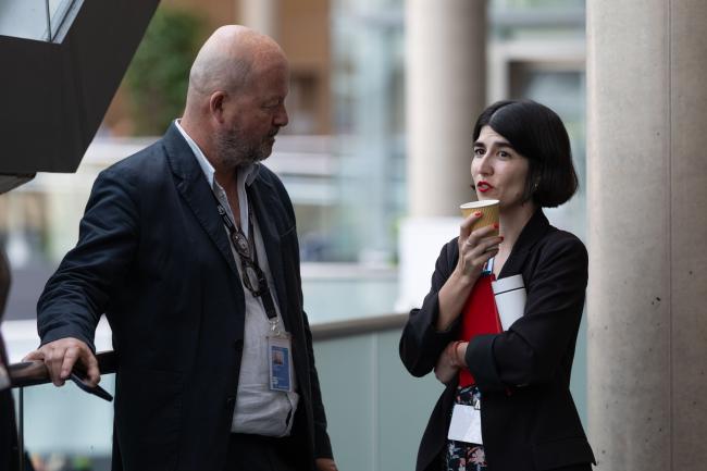 Alex Saier, UNFCCC Secretariat, speaks with Tais Gadea Lara, climate journalist