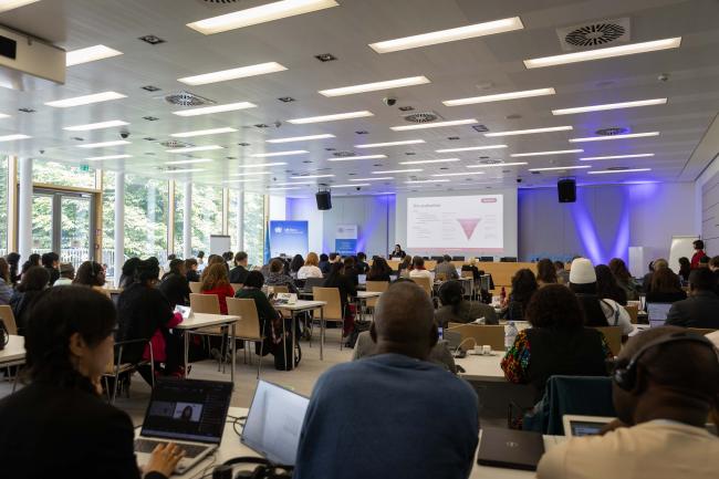 Delegates gather for the dialogue on progress in the delivery of gender-responsive climate finance