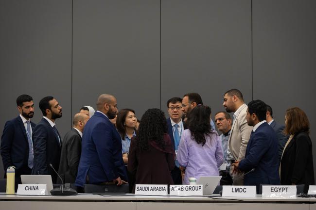 Delegates from Like-Minded Developing Countries (LMDCs) huddle