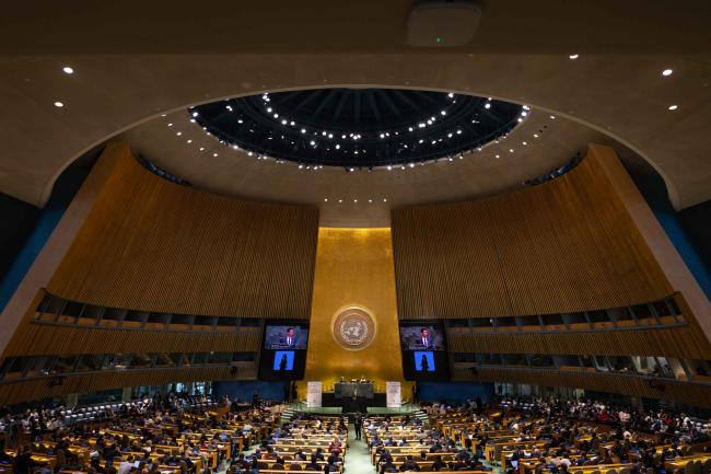 Delegates gather in the UN General Assembly Hall for the opening of the Ministerial Segment