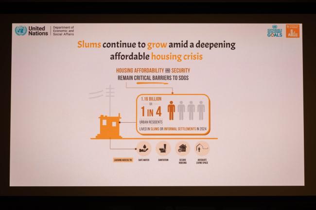 A slide highlights the increasing number of slum dwellers globally