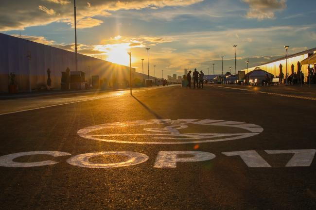 Sunset COP 17 sign 