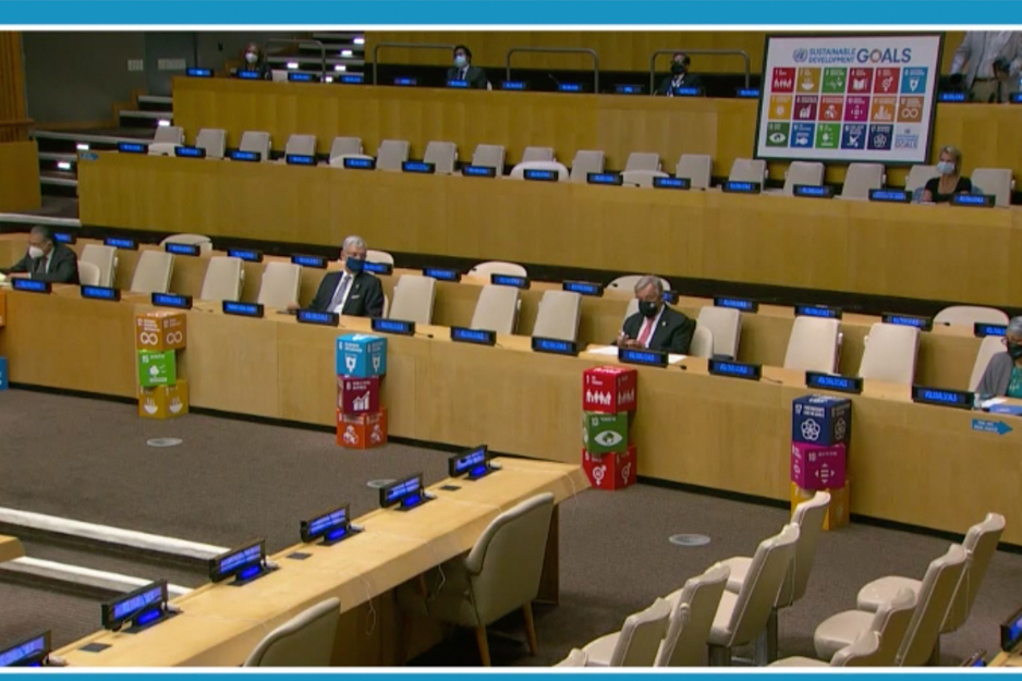 View of the ECOSOC Chamber where the meeting took place live from UN Headquarters.
