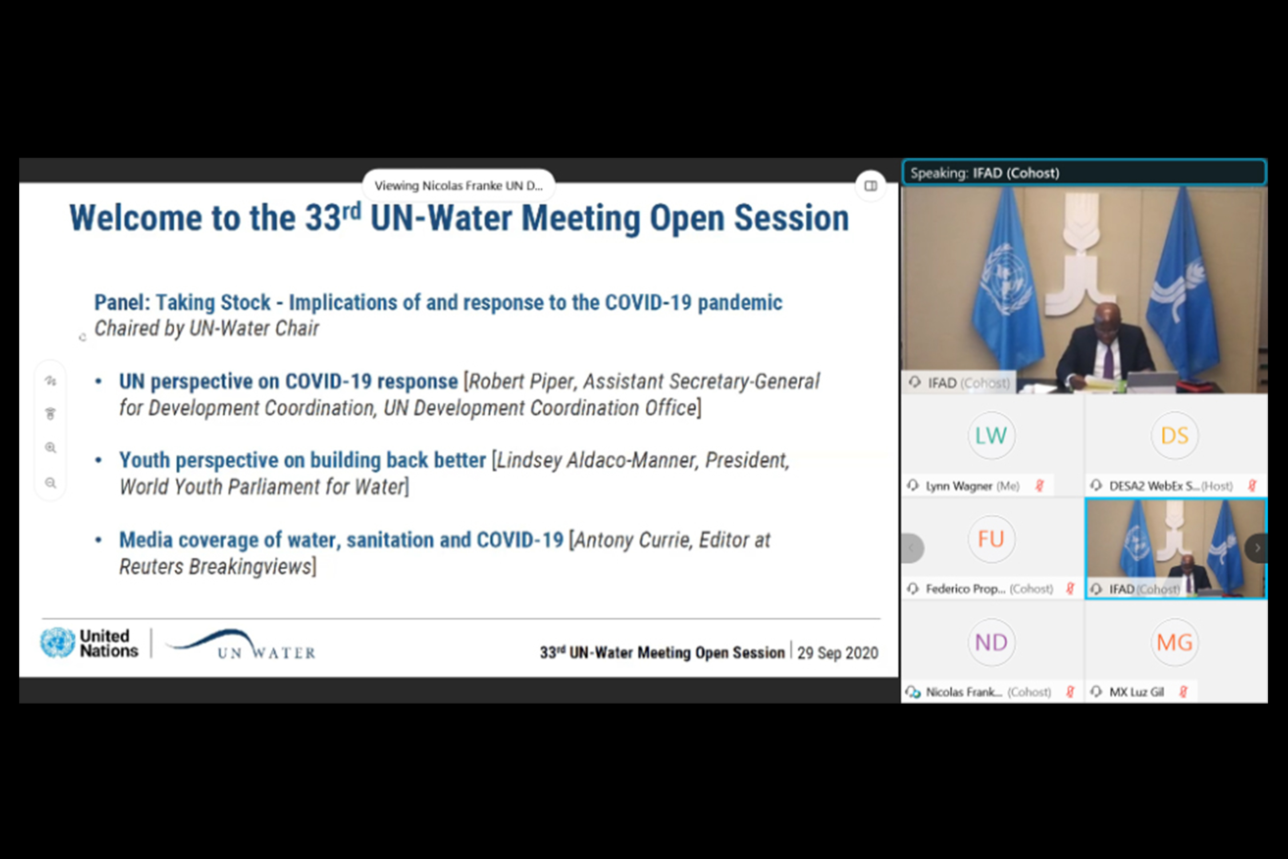 UN-Water Chair Gilbert Houngbo moderated the 33rd UN-Water Meeting