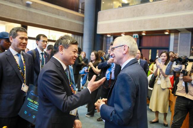 Convention on Biological Diversity (CBD) COP 15 President Huang Runqiu, Minister of Ecology and Environment, China, with David Cooper, Acting Executive Secretary, CBD